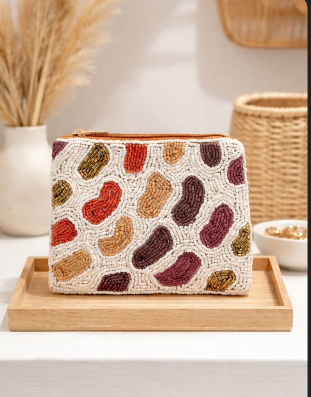 Kay Lee Natural Tone Dot Zipper Coin Purse New